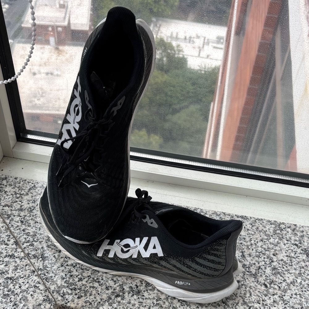 Hoka Men's Black and White Athletic Shoes